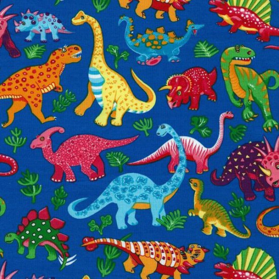 Children's Dinosaurs - blue fabric