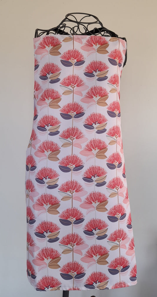 Adult Apron Kiwiana Pink Pohutokawa