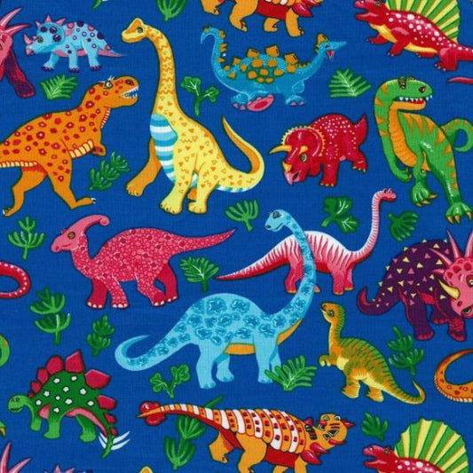 Dinosaurs - blue fabric