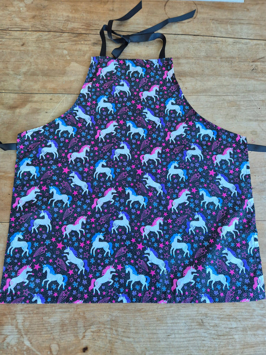 Children's Apron Unicorn Black Sparkly